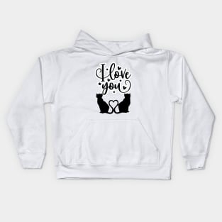 Romantic Cats Silhouettes Kids Hoodie